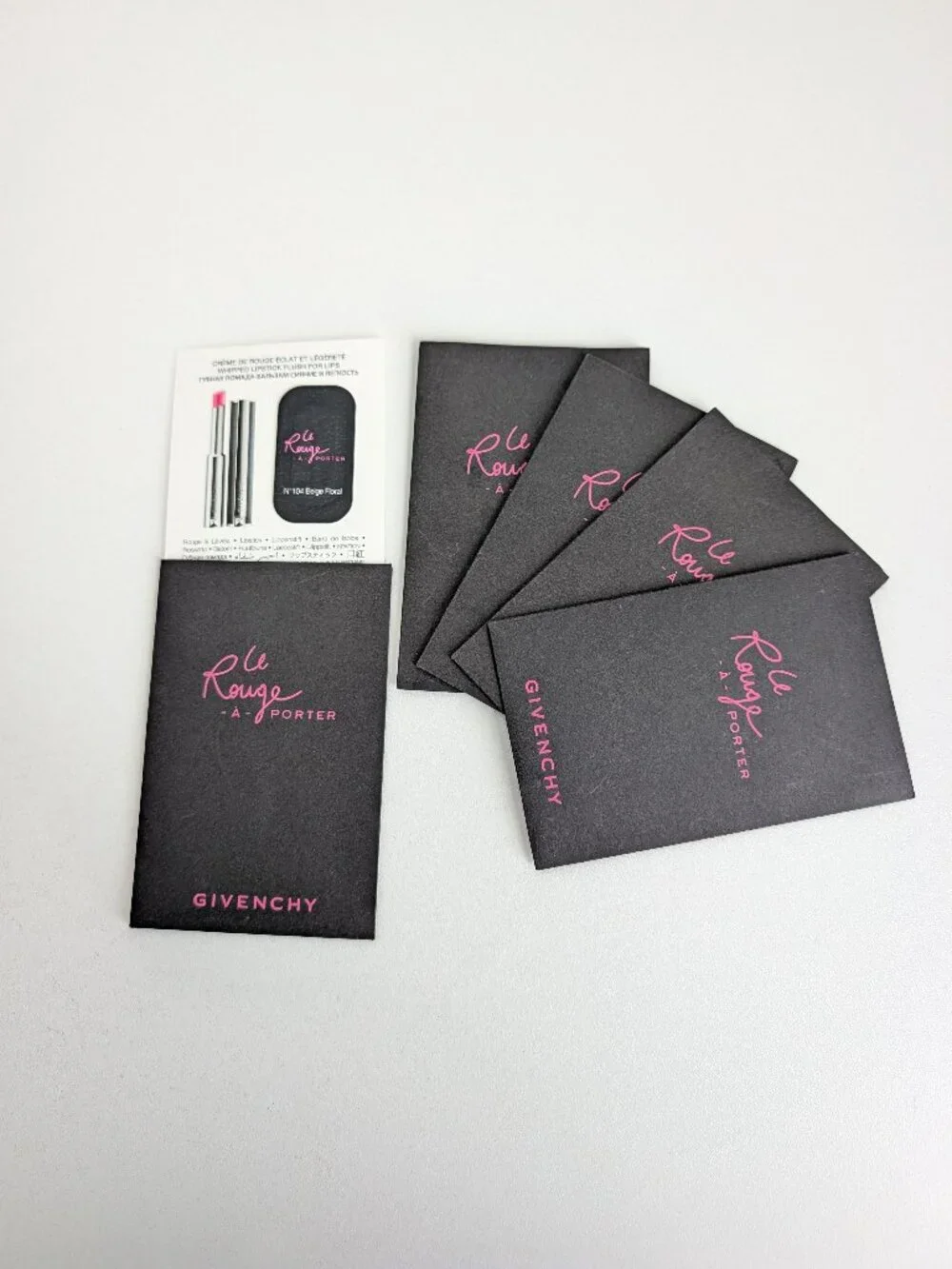 Givenchy Lipstick Le Rouge A Porter 104 Beige Floral Sample Cards Lot of 5